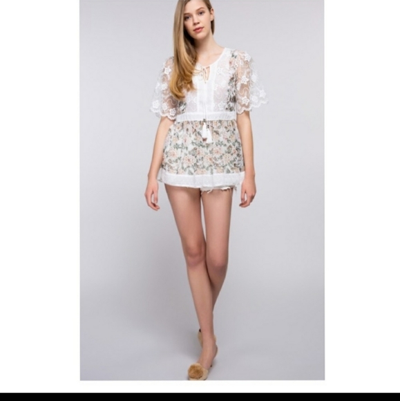 FLASH Women's POL boho babydoll lace blouse top - Picture 2 of 4